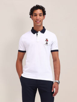 U.S. POLO ASSN. - Men White Cotton Embroidered Polo T-shirt