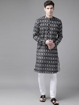 Vastramay - Mens Black Cotton Blend Kurta