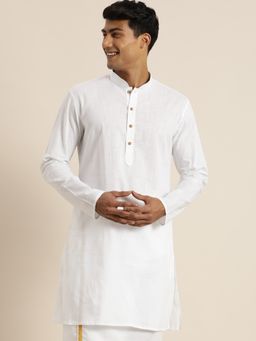 Vastramay - Mens White Cotton Kurta