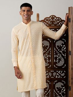 Vastramay - Mens Yellow Georgette Kurta