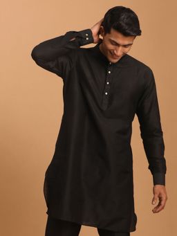 Vastramay - Mens Black Viscose Kurta
