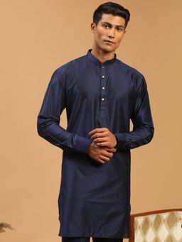 Vastramay - Mens Navy Blue Viscose Kurta