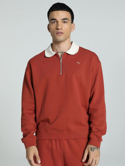 Puma - Mmq Men Rust Relaxed Fit Quarter-Zip Sweatshirt