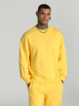 Puma - MMQ Graphic Men Yellow Crew-Neck Boxy Fit Sweatshirt