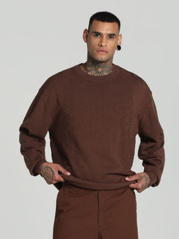 Puma - PALAIS ARTISAN Men Brown Crew-Neck Boxy Fit Sweatshirt