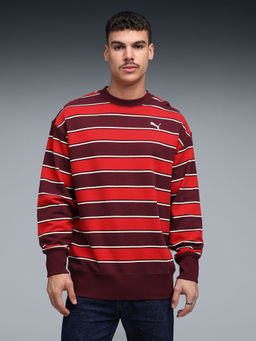 Puma - PREMIUM ESSENTIALS Relaxed Red Crew Neck Sweatshirt