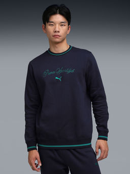 Puma - WARDROBE Essentials Men Navy Blue Crew Neck Sweatshirt