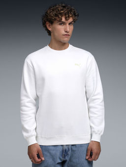 Puma - WARDROBE Essentials Men White Graphic Crew Neck Sweatshirt