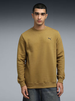 Puma - Essentials ELEVATED Men Brown Logo Crew Neck Sweatshirt