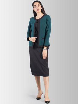 FABLE STREET - Round Neck Colour Block Work Essential Jacket