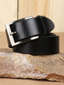 KASTNER - Men Textured Formal Leather Belt - Black