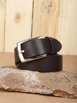 KASTNER - Men Textured Formal Leather Belt - Brown