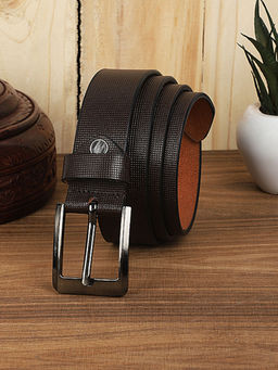 KASTNER - Men Textured Formal Leather Belt - Brown
