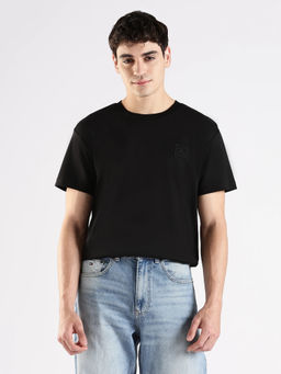 Calvin Klein - Black Cotton Half Sleeves Crew Neck Solid T-Shirt