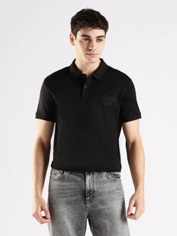 Calvin Klein - Black Cotton Half Sleeves Collar Neck Solid Polo T-Shirt