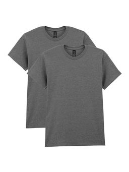 Gildan - Charcoal Cotton Half Sleeves Crew Neck Solid T-Shirt (Pack of 2)