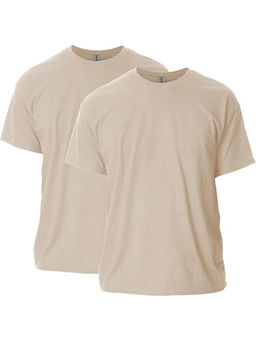 Gildan - Beige Cotton Half Sleeves Crew Neck Solid T-Shirt (Pack of 2)