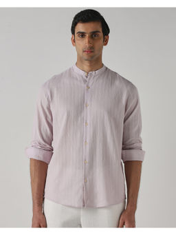 Mufti - Lavender Cotton Full Sleeves Mandarin Neck Stripes Shirt