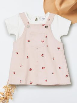 max - Girls Floral Print T-Shirt with Dungaree