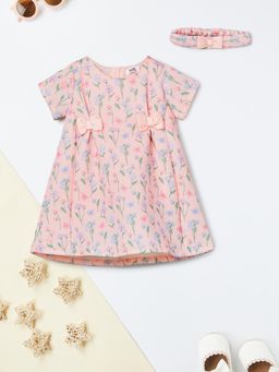 max - Girls Floral Printed Dress with Headband