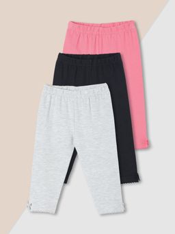 max - Girls Solid Full-Length Leggings (Pack of 3)