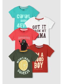 max - Boys Graphic Printed T-Shirt (Pack of 5)