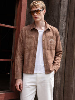 The Indian Garage Co - Men Brown Relaxed Fit Checked Spread Collar Full Sleeves Shacket