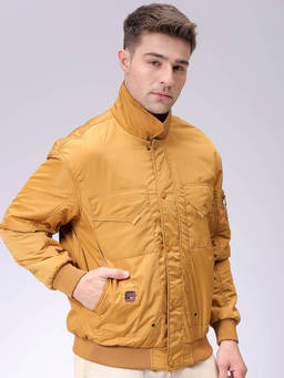 The Indian Garage Co - Men Mustard Slim Fit Solid Full Sleeves Jacket