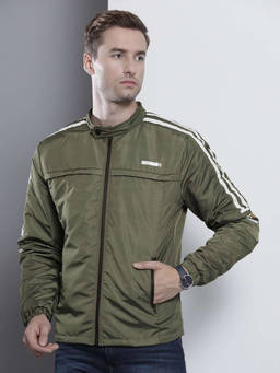 The Indian Garage Co - Men Green Slim Fit Mandarin Collar Full Sleeves Jacket