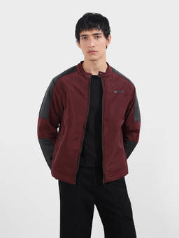 The Indian Garage Co - Men Slim Fit Solid Mandarin Collar Full Sleeves Jacket