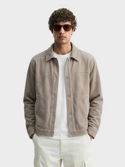 The Indian Garage Co - Men Grey Regular Fit Solid Full Sleeves Jacket
