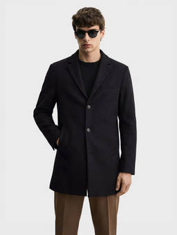 The Indian Garage Co - Men Black Regular Fit Solid V-Neck Full Sleeves Trench Coat