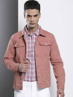 The Indian Garage Co - Men Coral Slim Fit Solid Cutaway Collar Full Sleeves Shacket