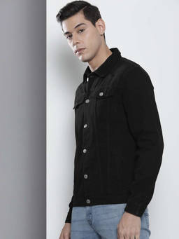 The Indian Garage Co - Men Black Slim Fit Solid Cutaway Collar Full Sleeves Shacket