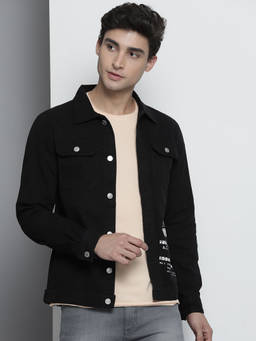 The Indian Garage Co - Men Black Slim Fit Printed Cutaway Collar Full Sleeves Shacket
