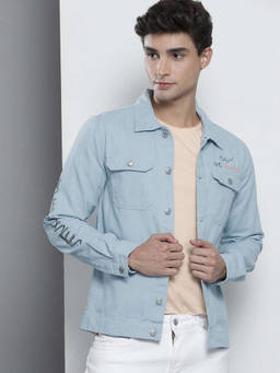 The Indian Garage Co - Men Blue Slim Fit Printed Cutaway Collar Full Sleeves Shacket