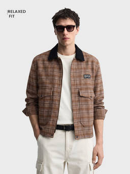 The Indian Garage Co - Men Brown Relaxed Fit Checked Cutaway Collar Full Sleeves Jacket