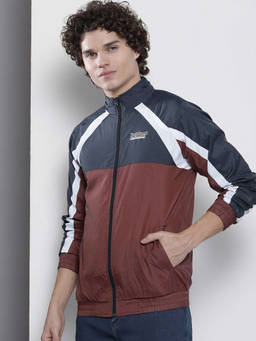 The Indian Garage Co - Men Red Regular Fit Standup Collar Full Sleeves Windcheater