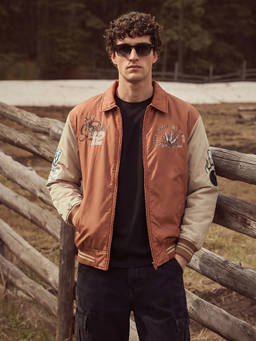The Indian Garage Co - Men Rust Relaxed Fit Applique Full Sleeves Jacket