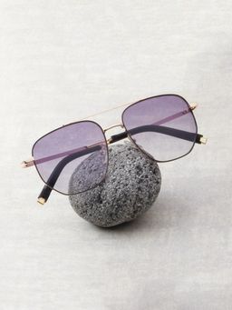 TED SMITH - Unisex Navigator Metal Gold-Purple Graded Sunglasses With Polarized Lenses-AVITION_C1