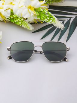 TED SMITH - Unisex Navigator Metal Silver-Green Sunglasses With Polarized Lenses-AVITION_C4