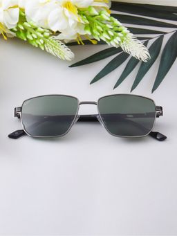 TED SMITH - Unisex Rectangle Metal Grey-Green Sunglasses With Polarized Lenses-COLTON_C2
