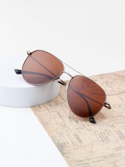 TED SMITH - Unisex Aviator Metal Grey-Brown Sunglasses With Polarized Lenses-EVO_C2