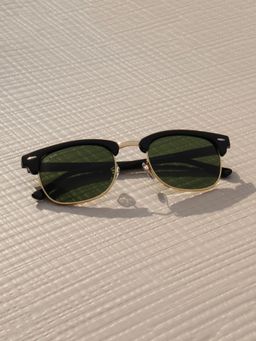 TED SMITH - Unisex Club Master Black Gold-Green Sunglasses With Glass Lenses-G-3016-BLK/GLD