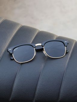 TED SMITH - Unisex Club Master Black Gold-Grey Sunglasses With Glass Lenses-G-3016-BLK/GRY