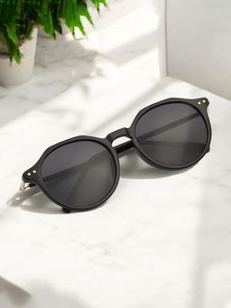 TED SMITH - Unisex Round Sunglasses with Polarised and UV Protected Lens-HESTON_BLK