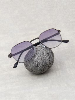 TED SMITH - Unisex Hexagon Metal Grey-Purple Graded Sunglasses With Polarized Lenses-MILO_C2