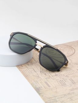 TED SMITH - Unisex Aviator Black-Green Sunglasses With Polarized Lenses-MORRIS_C1