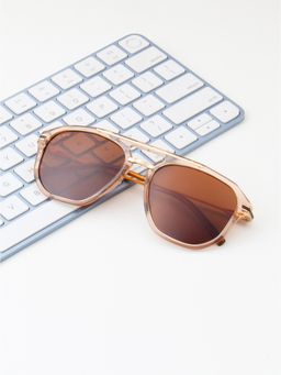 TED SMITH - Unisex Aviator Brown Sunglasses With Polarized Lenses-MORRIS_C3