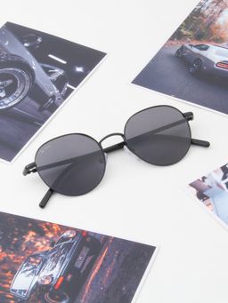TED SMITH - Unisex Round Metal Black Sunglasses With Polarized Lenses-OLIVER_C1
